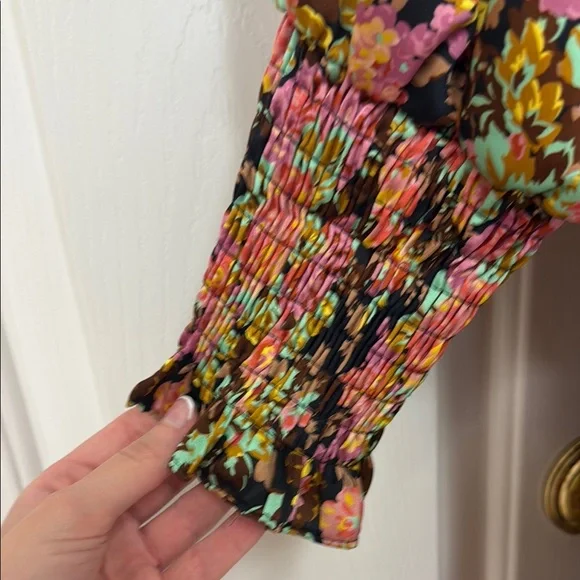 Topshop Floral Wrap Dress - Black, Pink, Brown - Picture 8 of 10